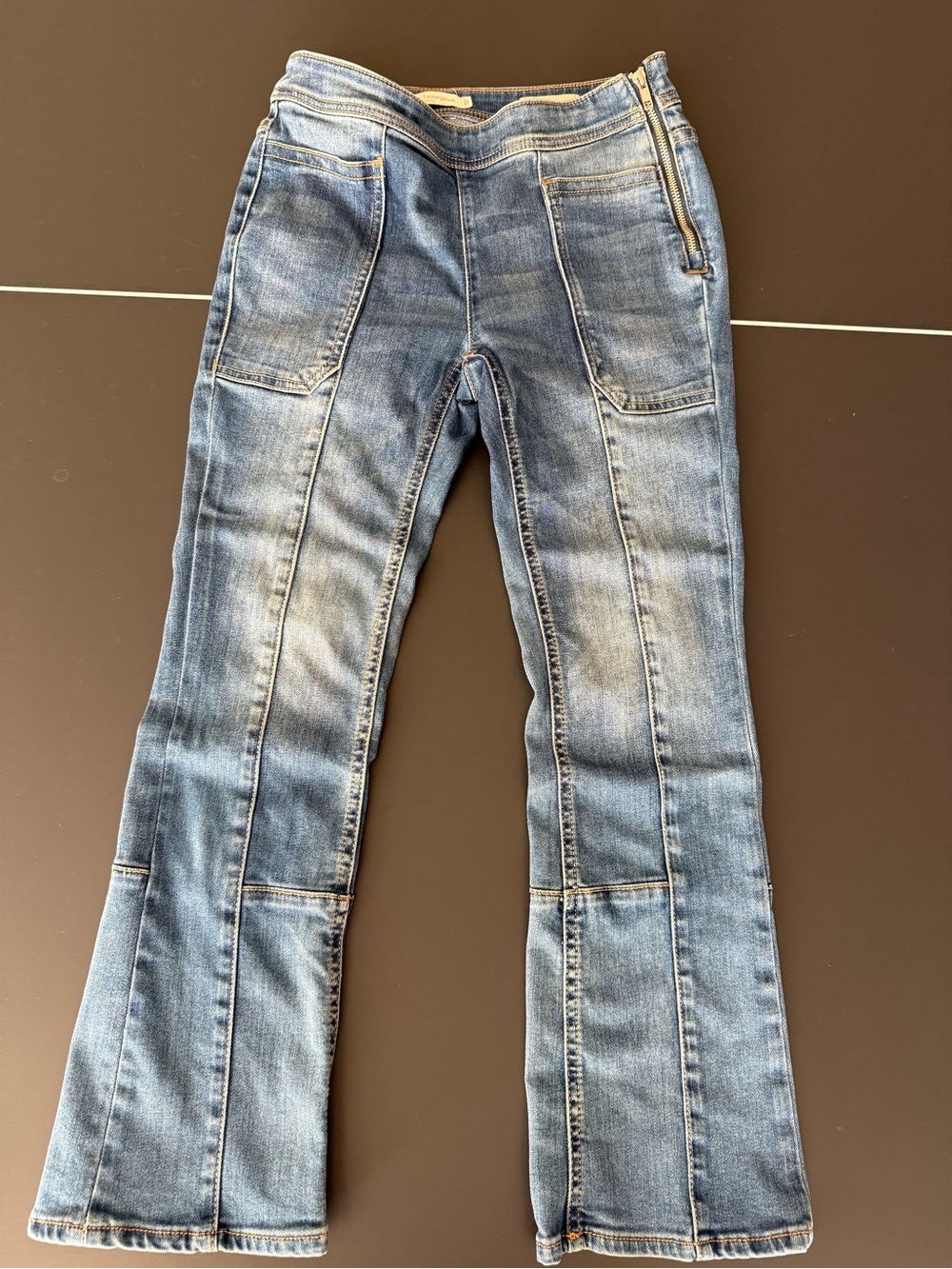 Anthropologie Light Blue Panel-Seam Flare Jeans